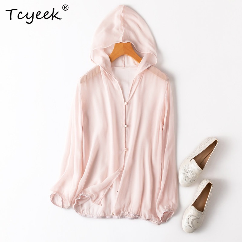 Summer Clothing Tops - Tcyeek 100% Gerçek Dut Ipek Kadın
