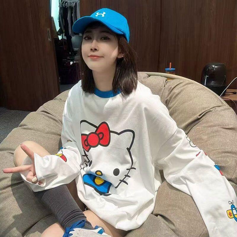 Summer Clothing Tops - Uzun kollu Hello Kitty yaz yeni
