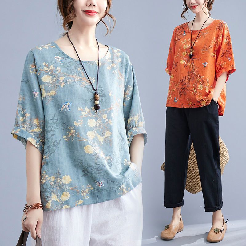 Summer Clothing Over 60 - Yazlık Yeni Pamuklu Keten Dar Kesim