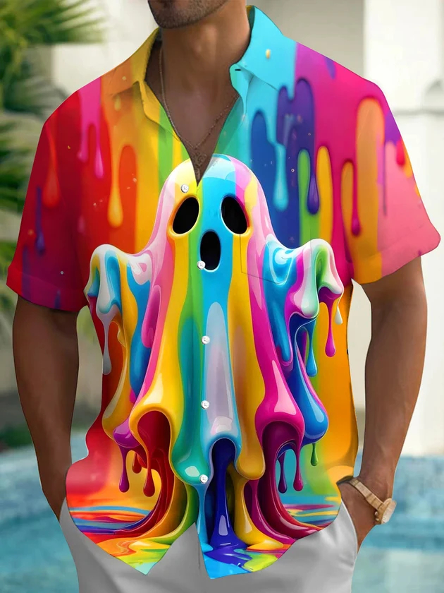 Summer Clothing Drip - 2026 Cadılar Bayramı Erkek Gömleği Gökkuşağı