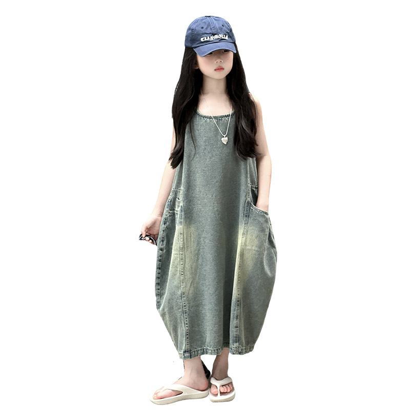 Summer Clothing For Girls - Vintage Mavi Çocuk Kız Yüksek Kaliteli