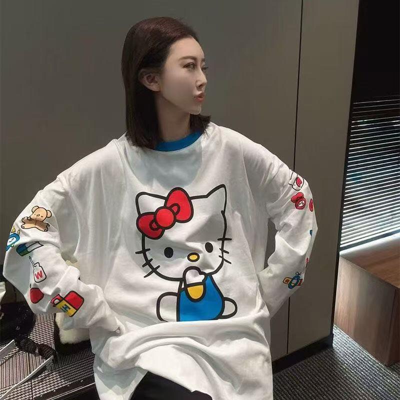 Uzun kollu Hello Kitty yaz yen - Summer Clothing Tops incelemesi ve fiyatı