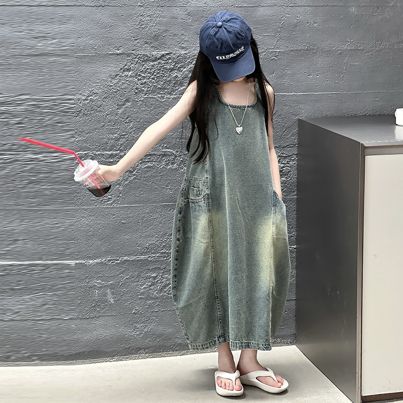 Vintage Mavi Çocuk Kız Yüksek  - Summer Clothing For Girls incelemesi ve fiyatı