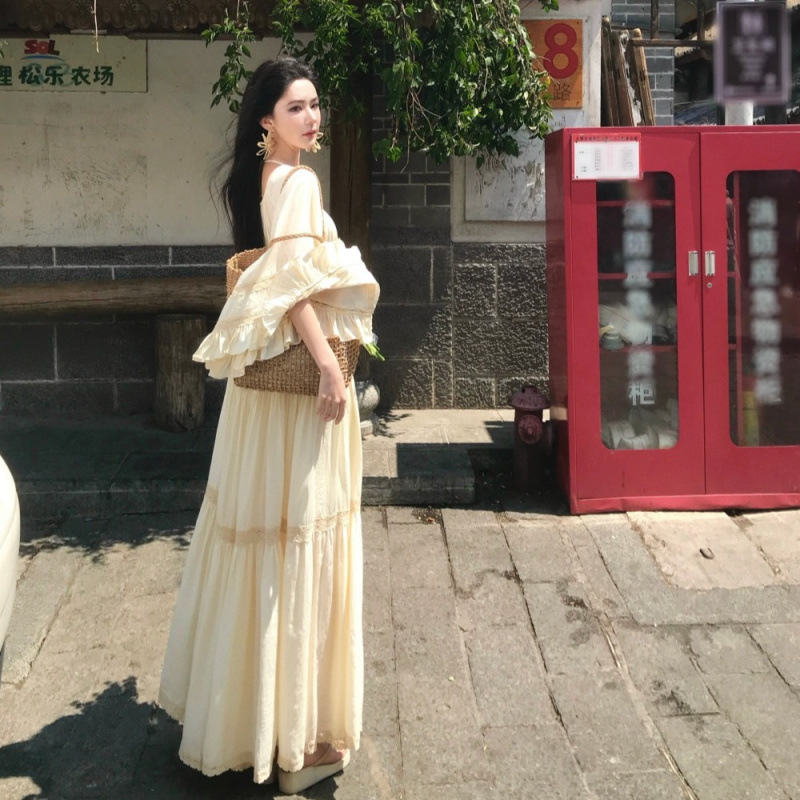 Yeni Zarif Kare Yaka Trompet K - Summer Clothing For Older Women incelemesi ve fiyatı