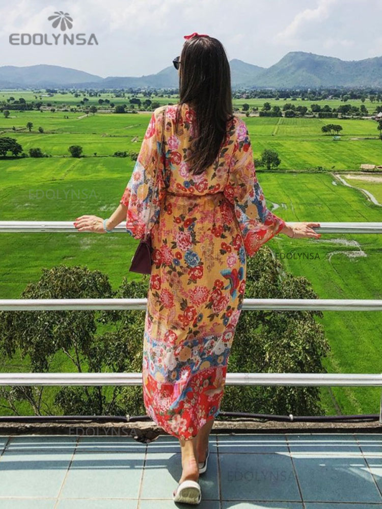 2025 Bohem Çiçek Desenli Önü A - Sarong Pareo Wrap incelemesi ve fiyatı