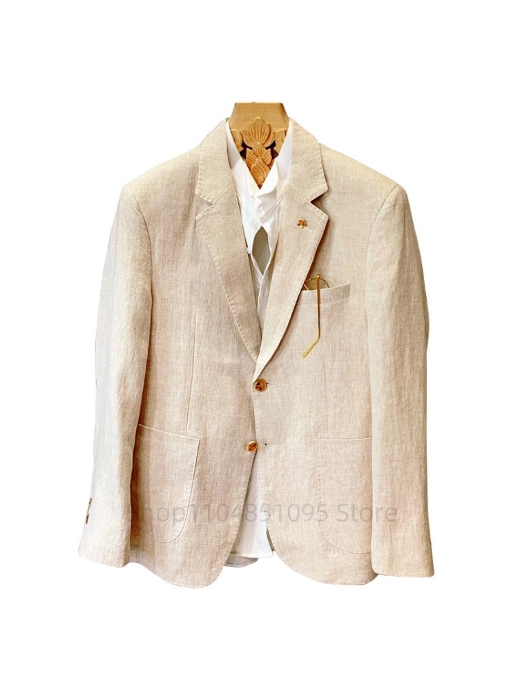 Bej Keten Takım Elbise Ceket e - Summer Clothing Men Linen incelemesi ve fiyatı