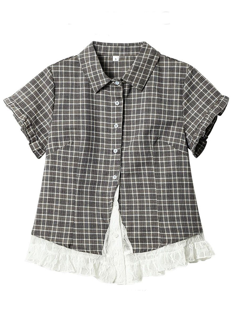 Dantel Patchwork Ekose Gömlek  - Summer Japanese Clothing incelemesi ve fiyatı